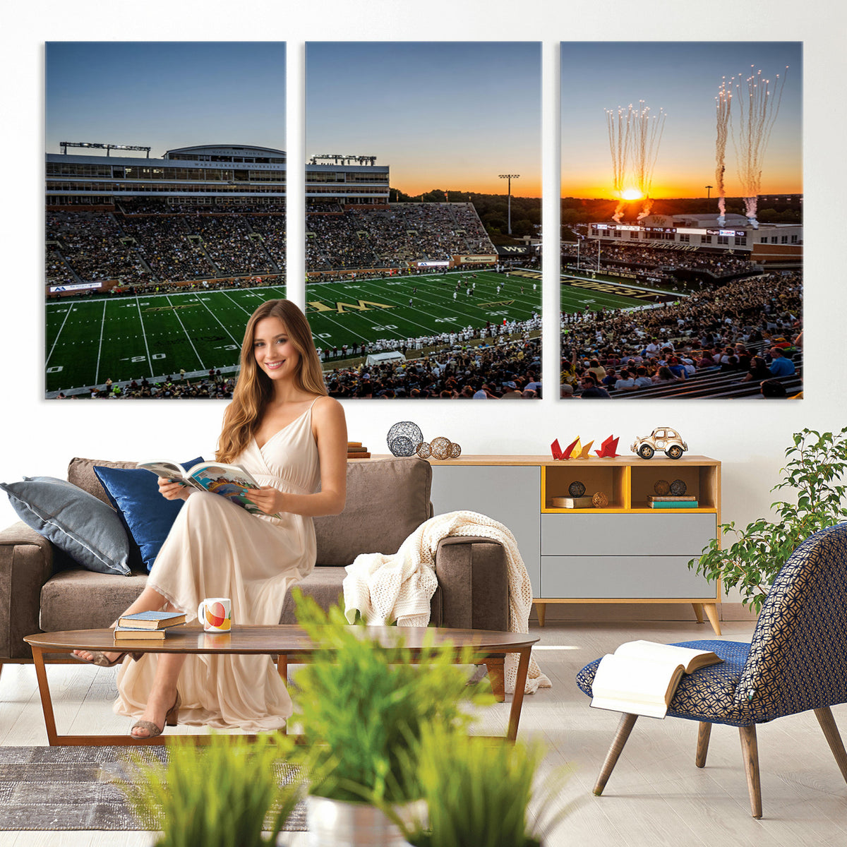29253-MGV-CV-36X24 - Demon Deacons Football Team Print Canvas- Winston-Salem Allegacy Federal Credit Union Stadium Wall