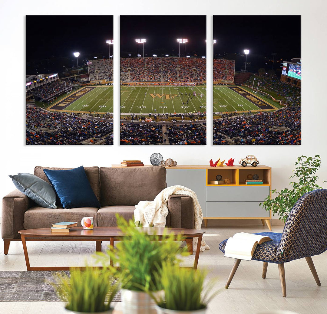 Demon Deacons Football Team Print - Winston-Salem Allegacy Federal Credit Union Stadium Wall Art Canvas Print