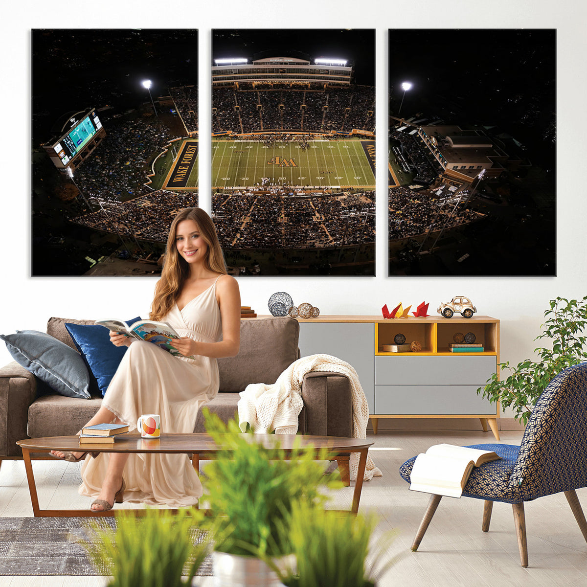 20605-MGV-CV-36X24 - Wake Forest University Demon Deacons Canvas Print, Football Team Wall Art