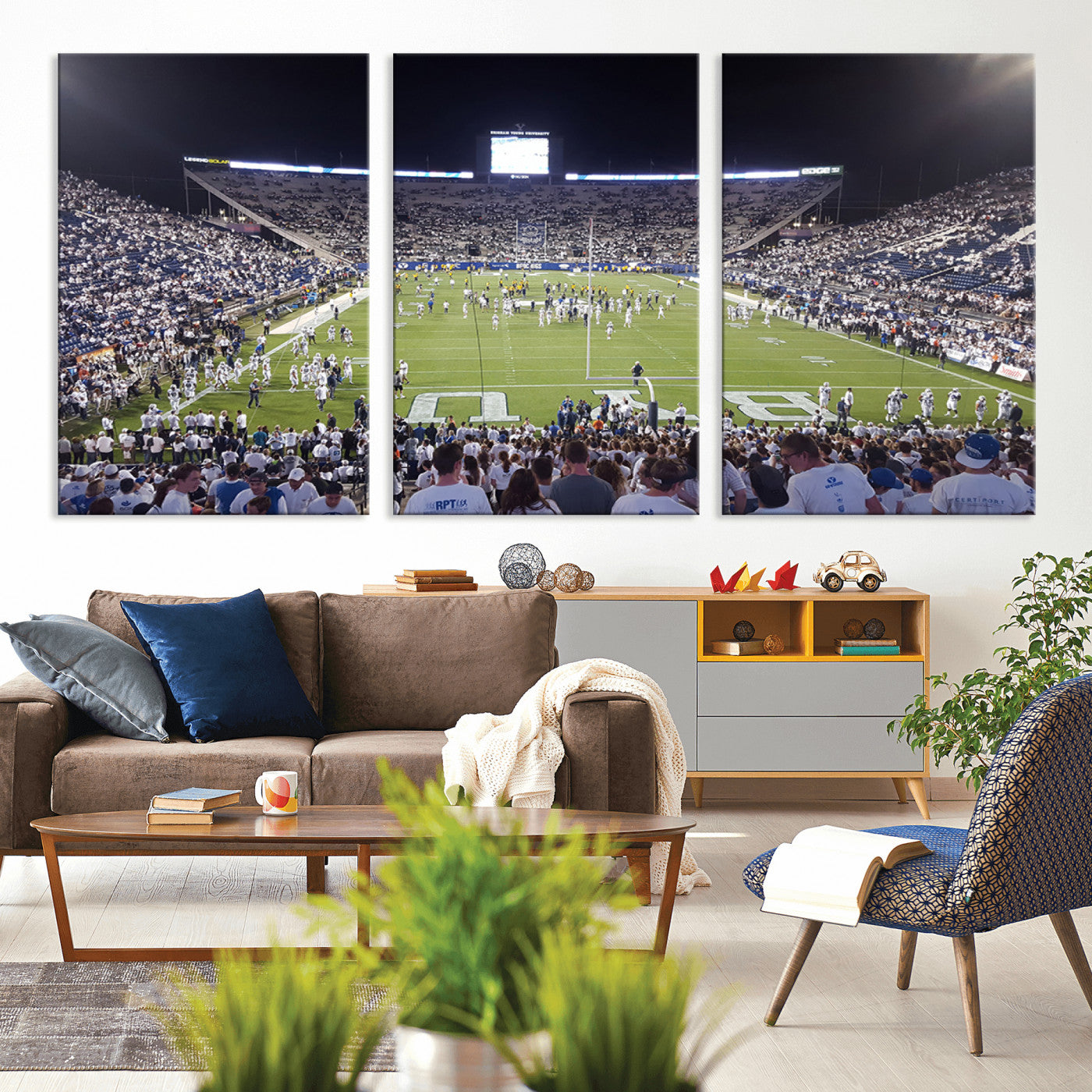MGV-CV-60X30-3P - Brigham Young University Cougars Football Print Canvas - Provo LaVell Edwards Stadium Wall Art