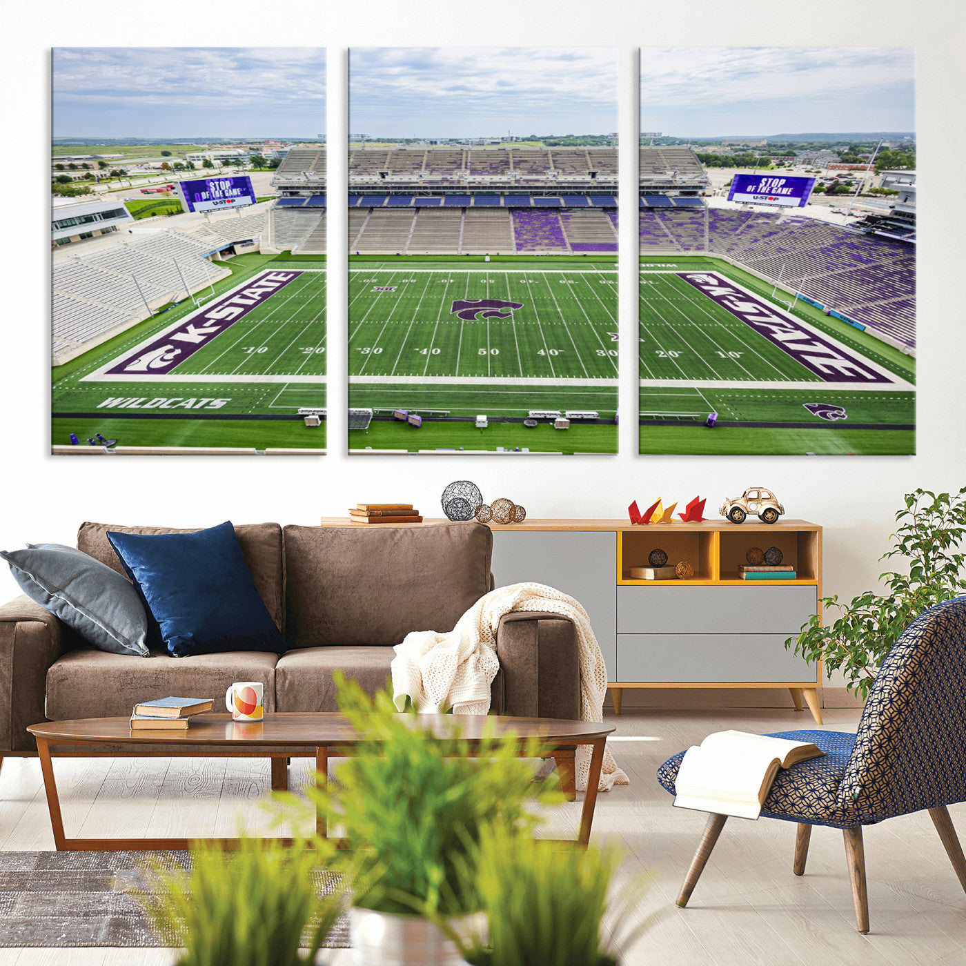MGV-CV-60X30-3P - KState Wildcats Football Team Print - Manhattan Bill Snyder Family Football Stadium Wall Art Canvas
