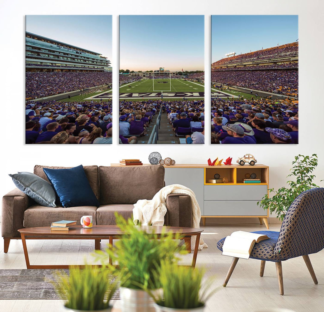 Kansas State University Wildcats Football Team Print - Manhattan Bill Snyder Family Football Stadium Wall Art Canvas Print