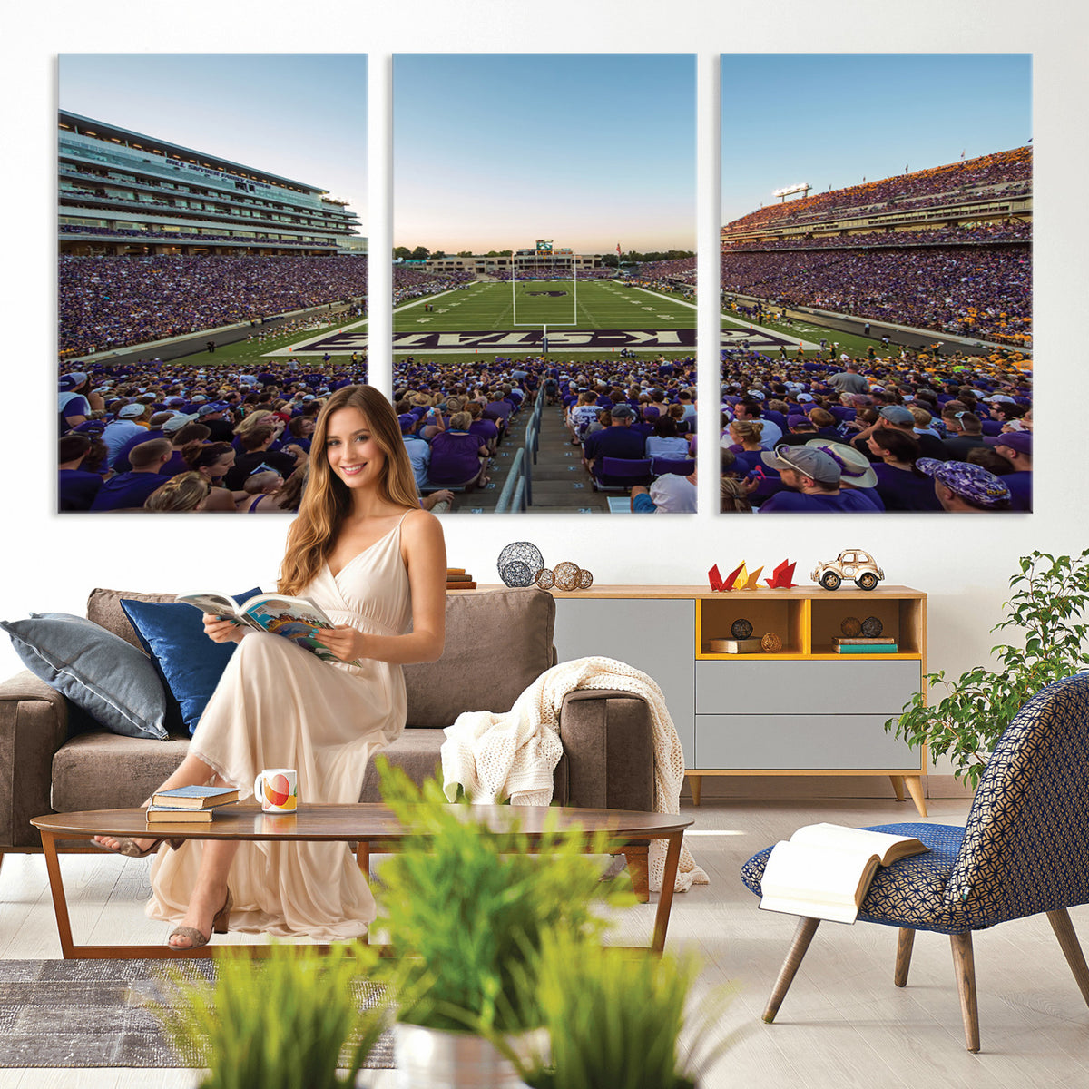 82792-MGV-CV-36X24 - Kansas State University Wildcats Football Team Print - Manhattan Bill Snyder Family Football Stadium