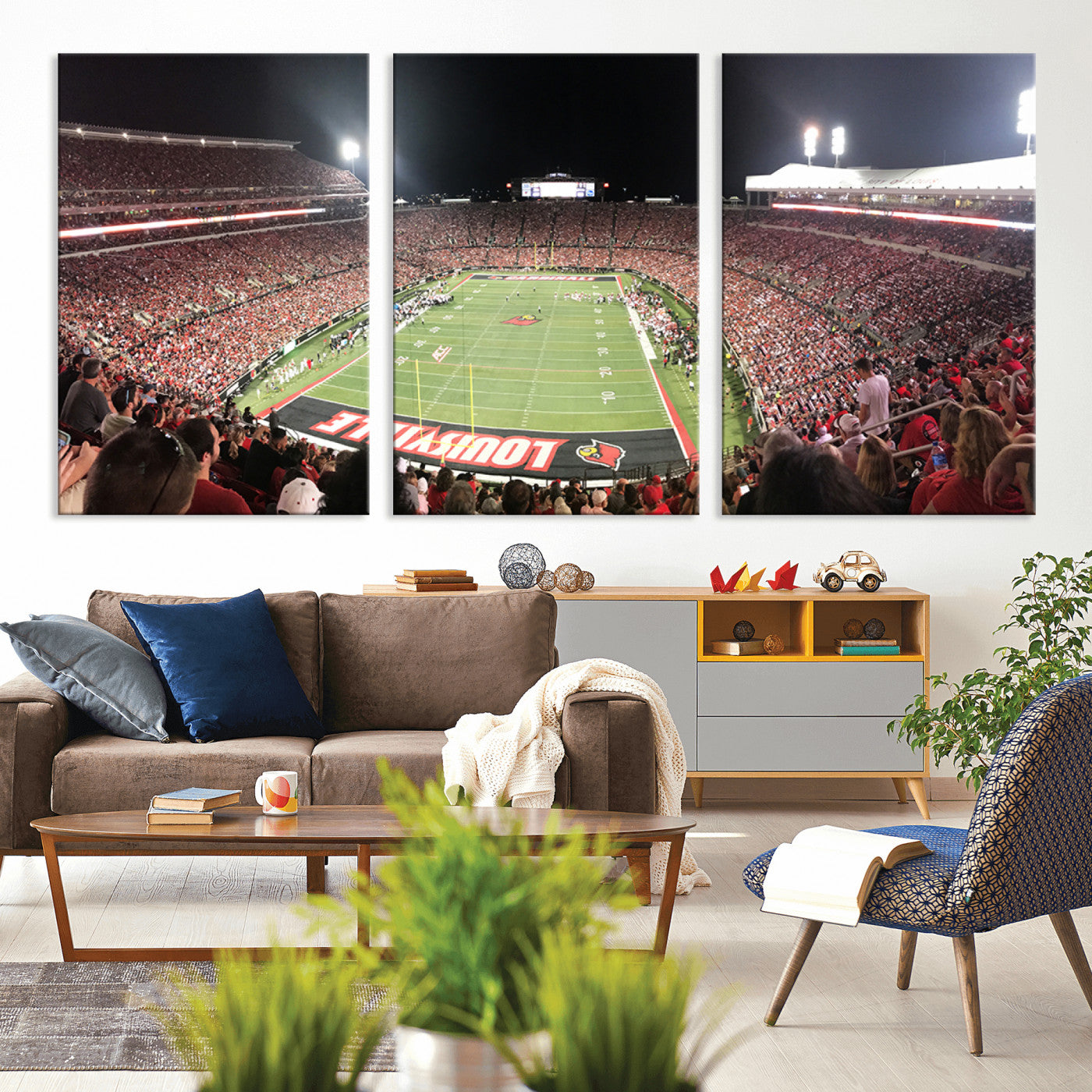 MGV-CV-60X30-3P - University of Louisville Cardinals Football Team Print - Louisville Cardinal Stadium Wall Art Canvas