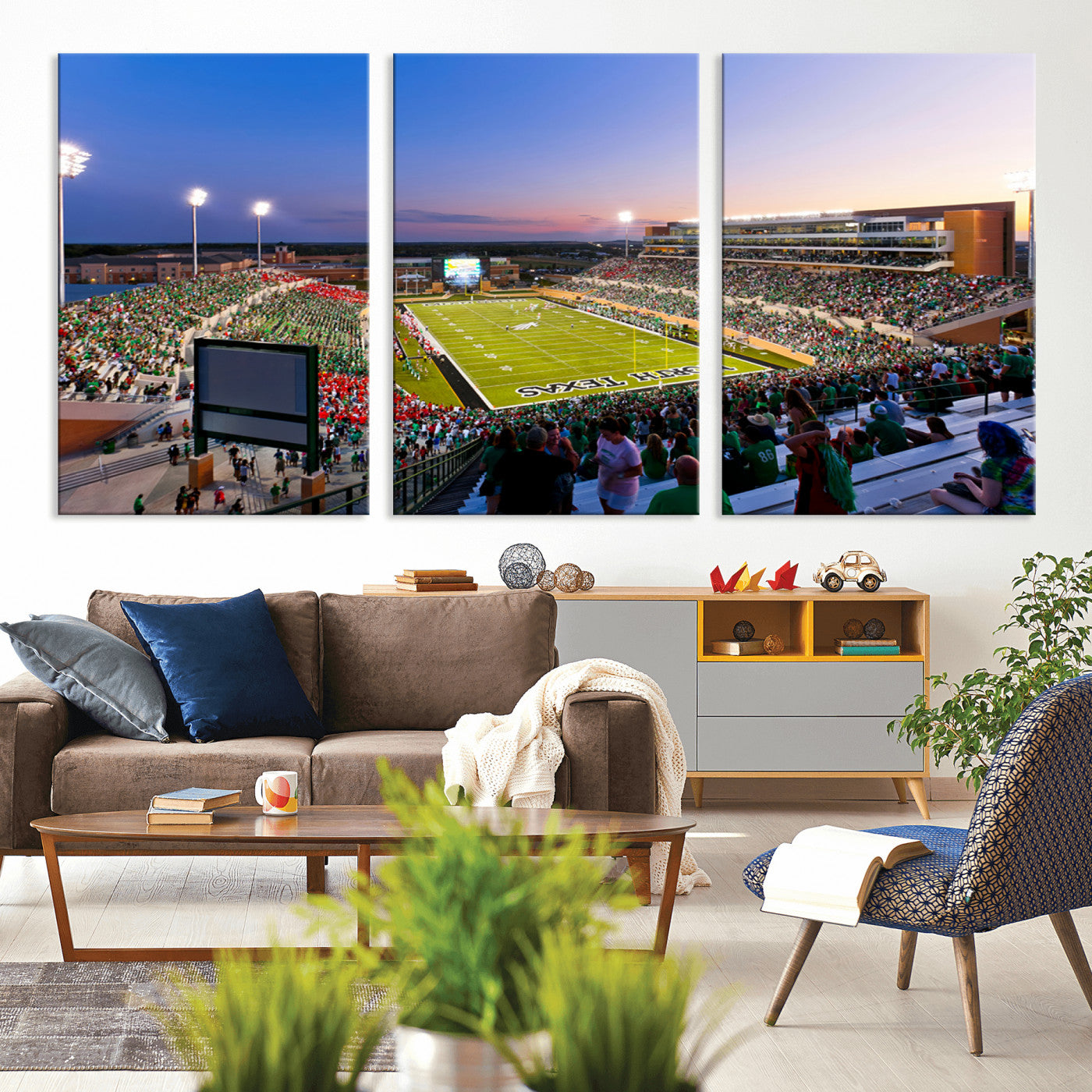 MGV-CV-60X30-3P - University of North Texas Mean Green Football Team Print - Denton DATCU Stadium Canvas Print Wall