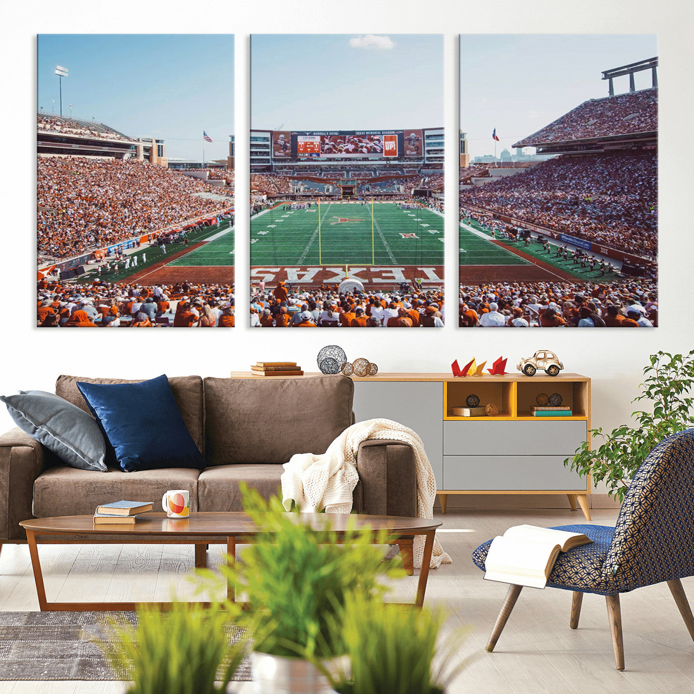 MGV-CV-60X30-3P - Framed Texas Memorial Stadium Canvas, University of Texas Longhorns Football Team Print - Austin