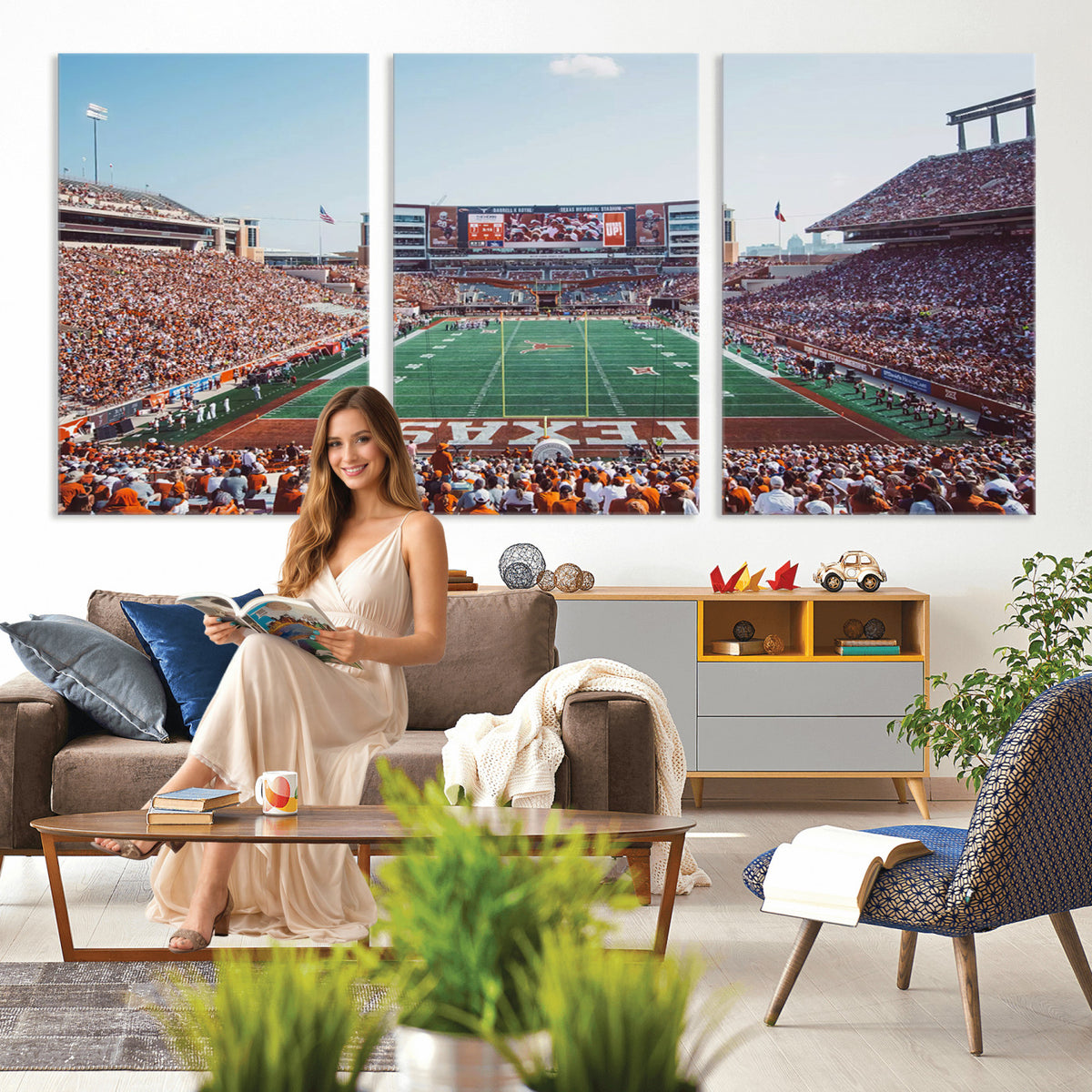 14826-MGV-CV-36X24 - Framed Texas Memorial Stadium Canvas, University of Texas Longhorns Football Team Print - Austin