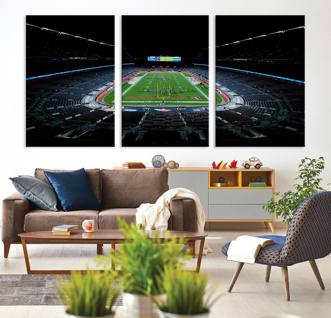 Denver Broncos Football Team Print - Denver Empower Field at Mile High Stadium Wall Art Canvas Print