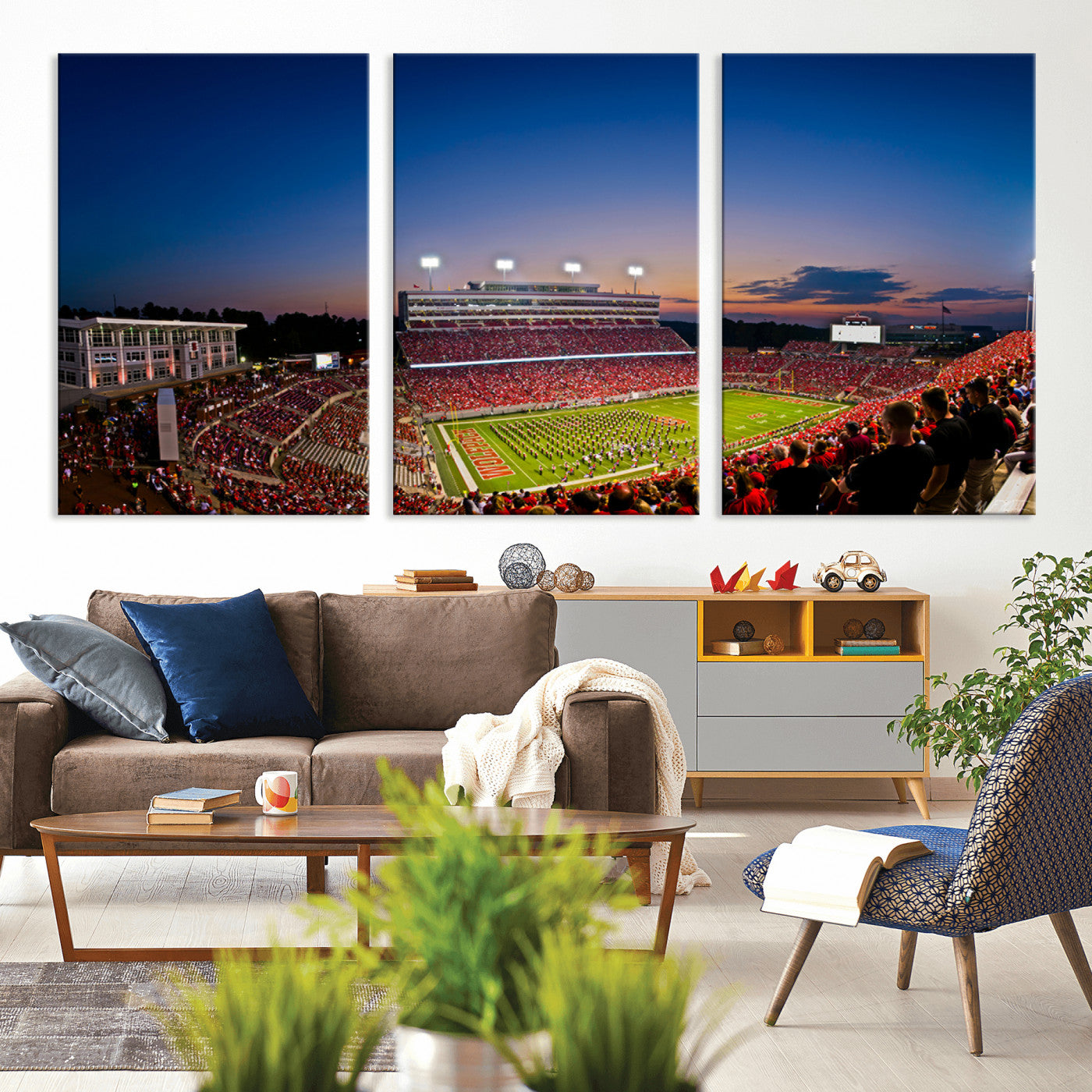 MGV-CV-60X30-3P - Wolfpack Football Team Wall Art Print - Raleigh Carter-Finley Stadium Wall Art Canvas Print