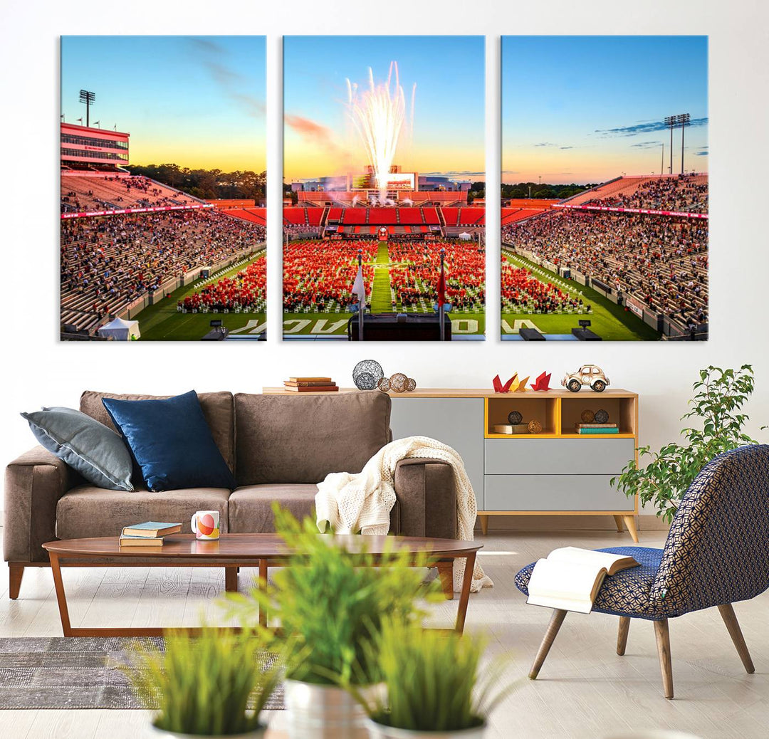 North Carolina State University Wolfpack Football Team Print - Raleigh Carter-Finley Stadium Wall Art Canvas Print