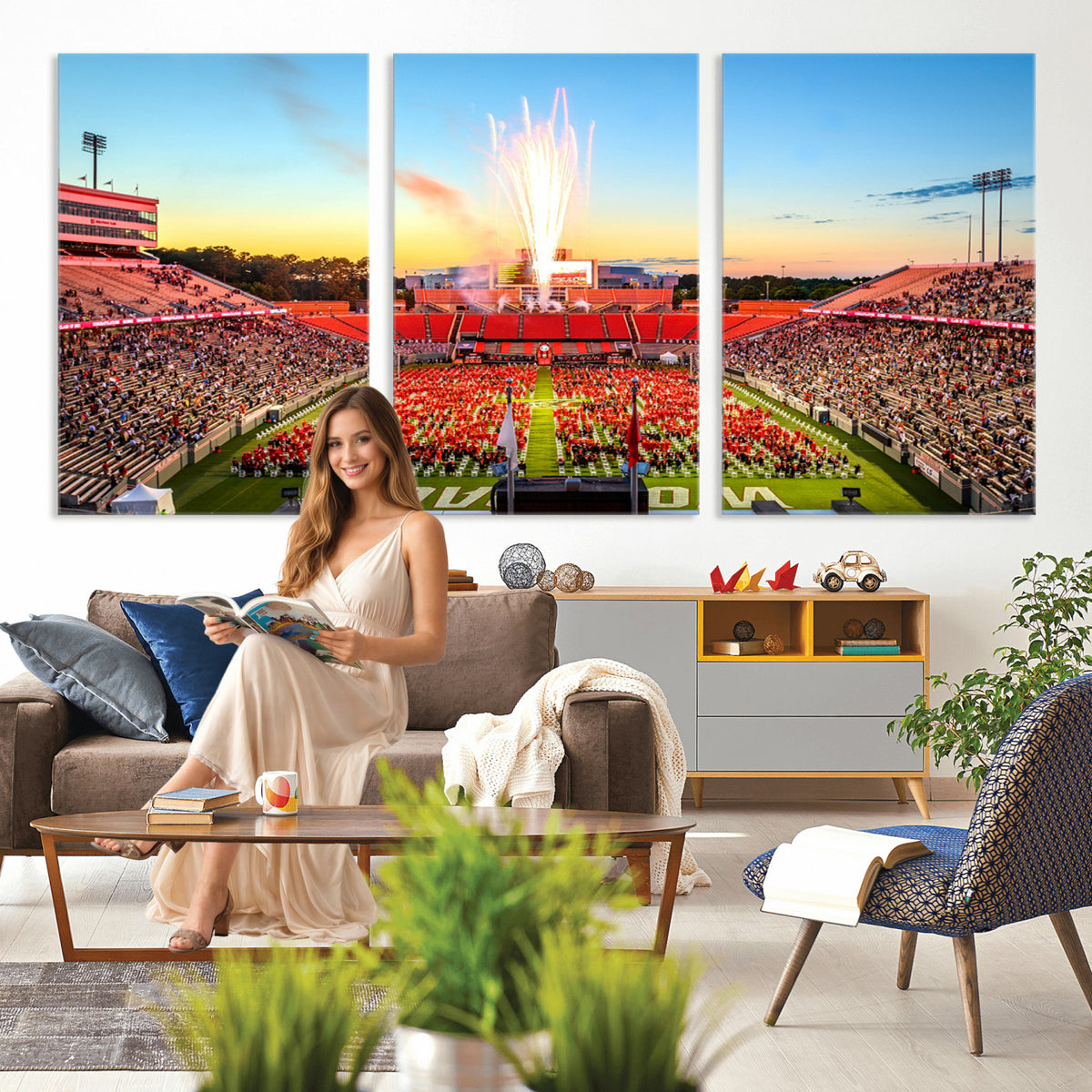 18017-MGV-CV-36X24 - North Carolina State University Canvas Print, Wolfpack Football Team Print
