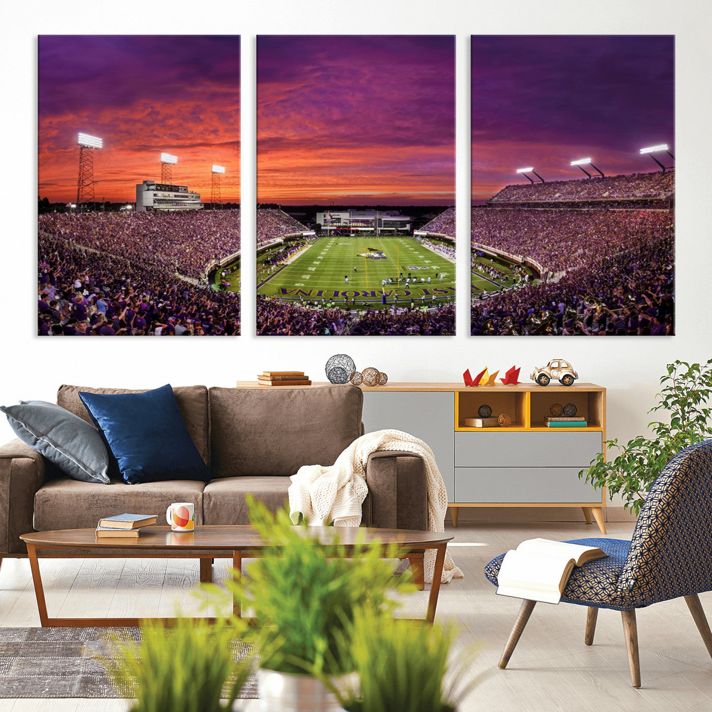 MGV-CV-60X30-3P - East Carolina University Pirates Football Print Canvas- Greenville Dowdy-Ficklen Stadium Wall Art