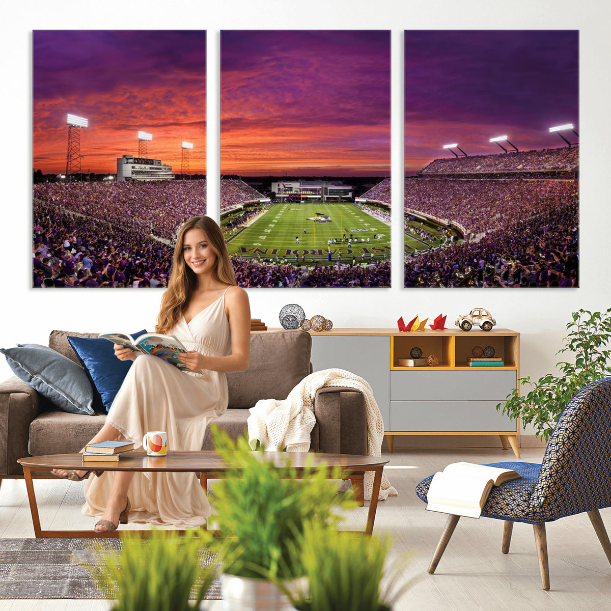 88575-MGV-CV-36X24 - East Carolina University Pirates Football Print Canvas- Greenville Dowdy-Ficklen Stadium Wall Art