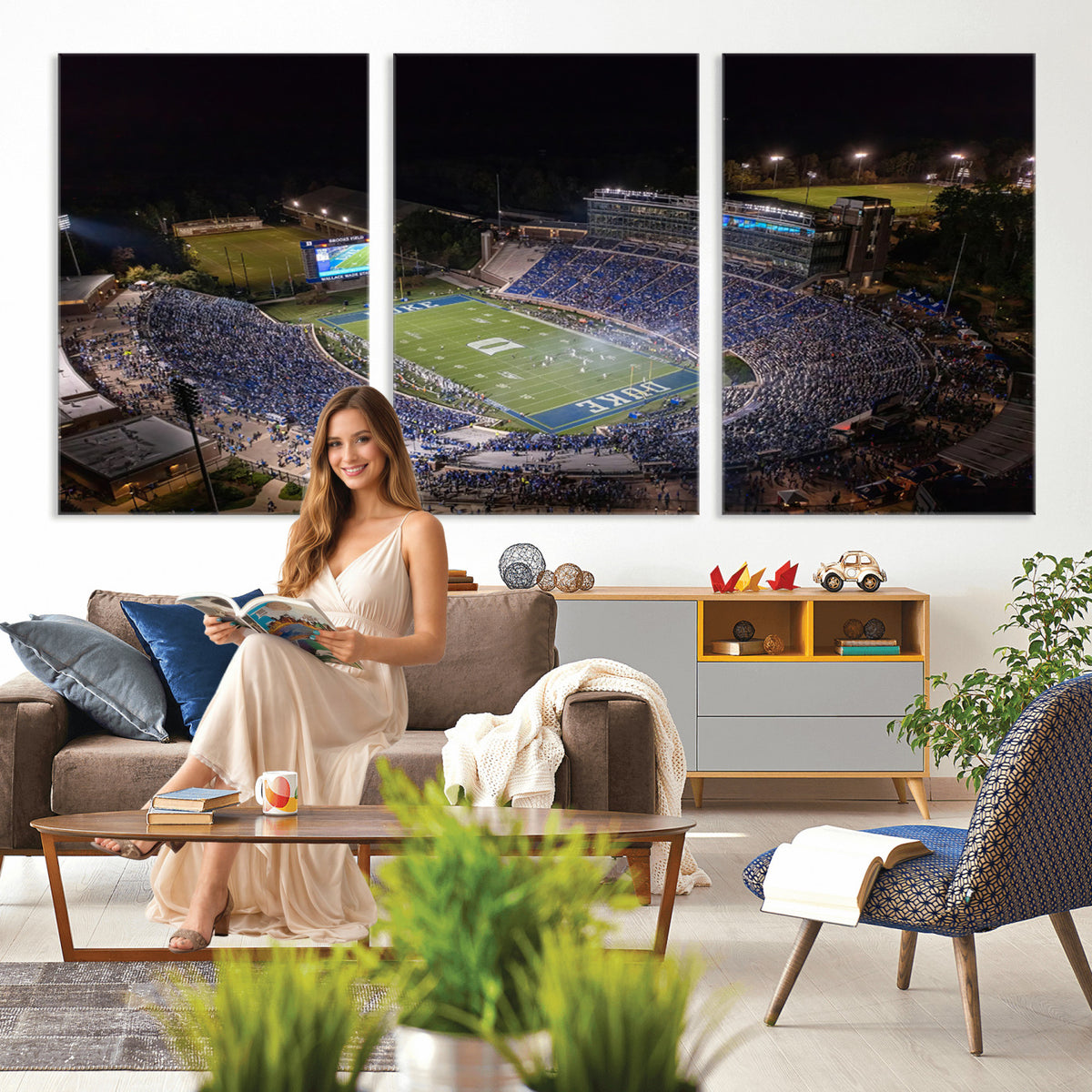 42347-MGV-CV-36X24 - Duke University Blue Devils Football Print Canvas - Durham Wallace Wade Stadium Wall Art Canvas