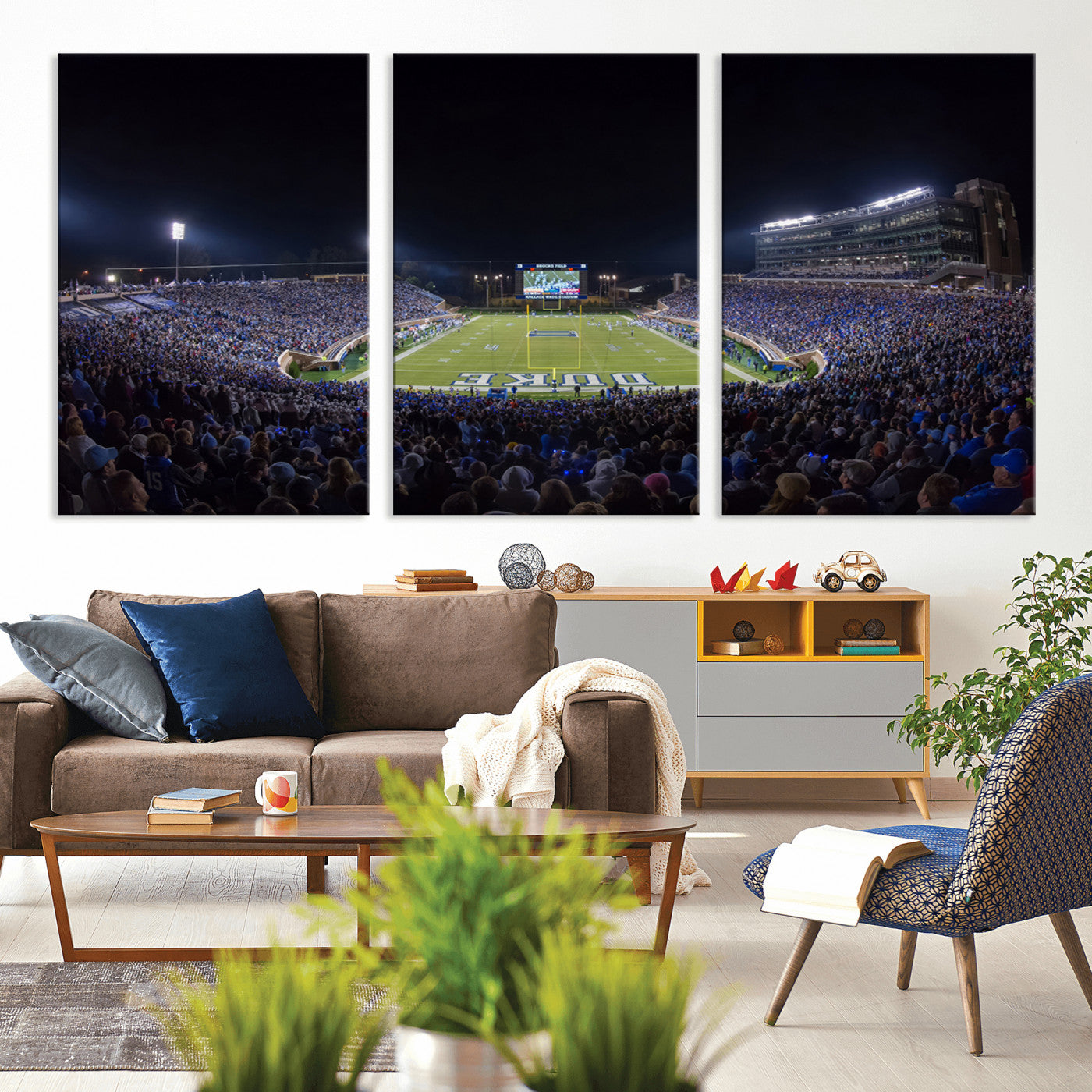 MGV-CV-60X30-3P - Duke University Blue Devils Football Team Print - Durham Wallace Wade Stadium Wall Art Canvas Print
