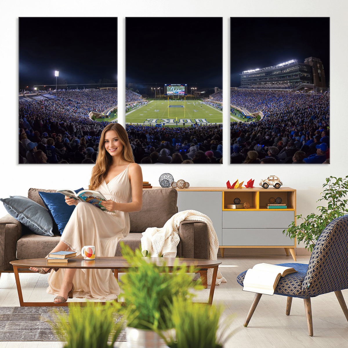 21070-MGV-CV-36X24 - Duke University Blue Devils Football Team Print - Durham Wallace Wade Stadium Wall Art Canvas Print
