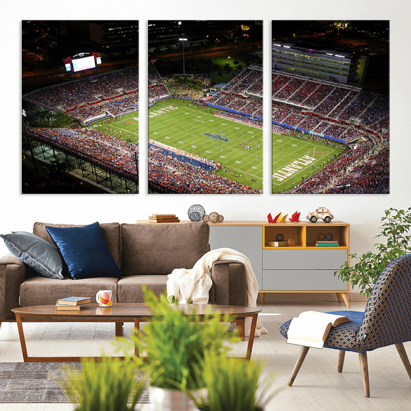 MGV-CV-60X30-3P - Florida Atlantic University Owls Canvas Print, Football Team Print - Boca Raton FAU Stadium Wall Art