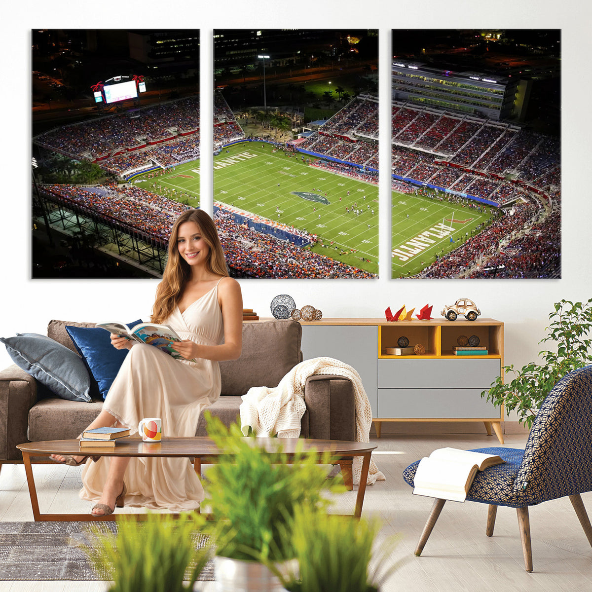 12682-MGV-CV-36X24 - Florida Atlantic University Owls Canvas Print, Football Team Print - Boca Raton FAU Stadium Wall Art