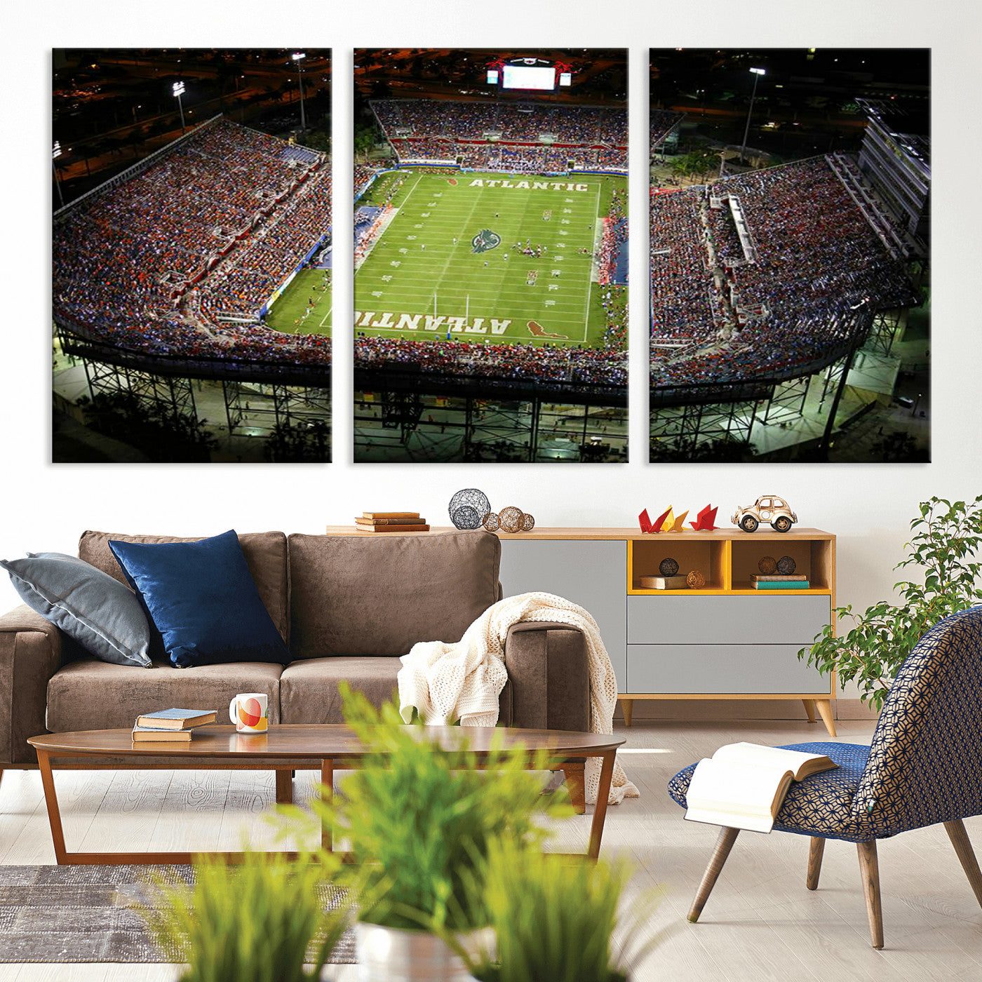 MGV-CV-60X30-3P - Florida Atlantic University Owls Football Team Print - Boca Raton FAU Stadium Wall Art Canvas Print