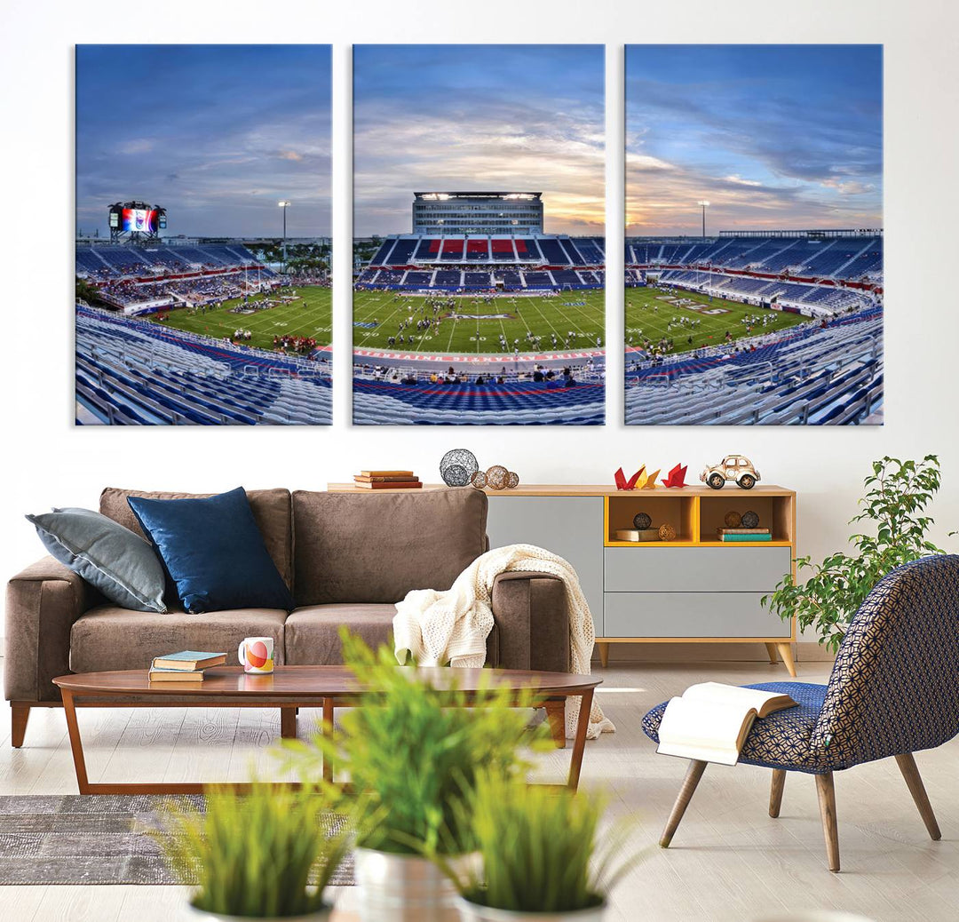 Florida Atlantic University Owls Football Team Print - Boca Raton FAU Stadium Wall Art Canvas Print