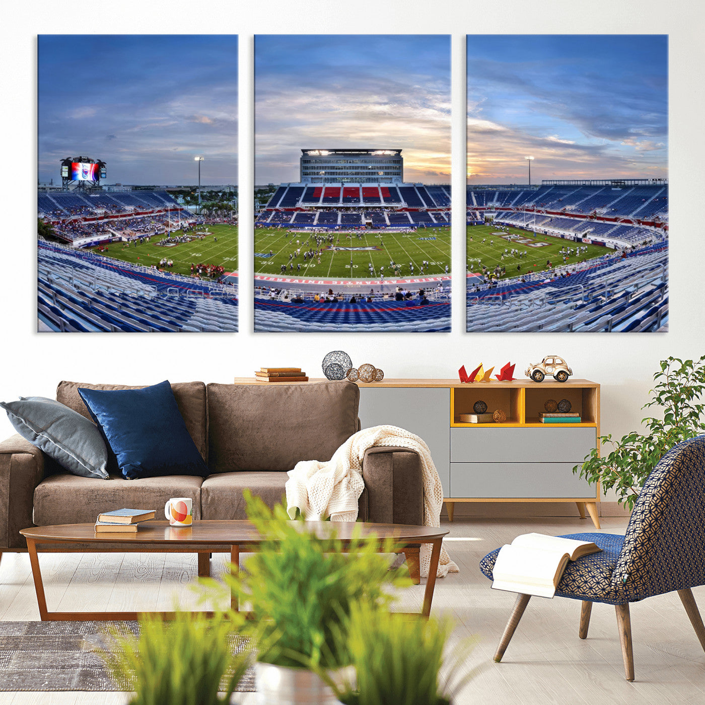 MGV-CV-60X30-3P - Florida Atlantic University Owls Football Team Print - Boca Raton FAU Stadium Wall Art Canvas Print