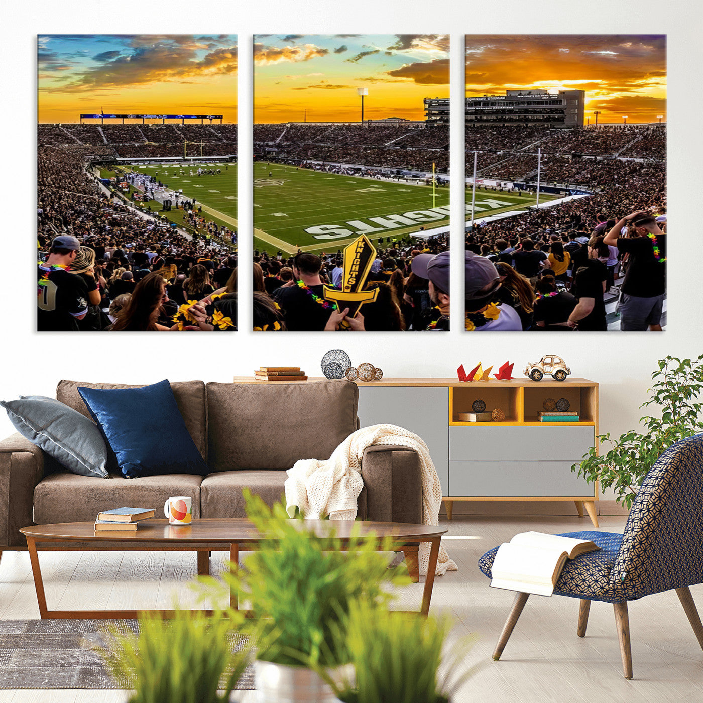 MGV-CV-60X30-3P - UCF Knights Football Team Print - Orlando FBC Mortgage Stadium, UCF Knights Wall Art Canvas Print