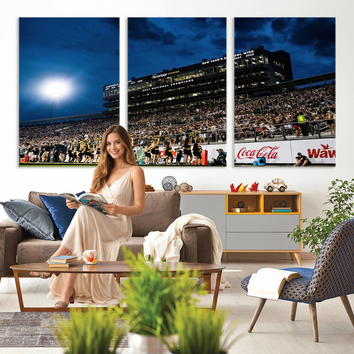 40217-MGV-CV-36X24 - UCF Knights Football Team Print - Orlando FBC Mortgage Stadium Wall Art Canvas Print