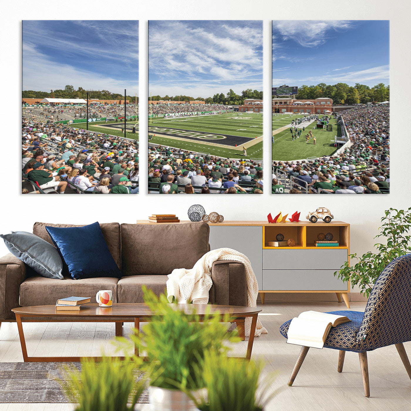MGV-CV-60X30-3P - University of Charlotte 49ers Football Team Print - Charlotte Jerry Richardson Stadium Canvas Print