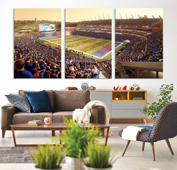 University of Kansas Jayhawks Football Team Print - Lawrence Kansas Memorial Stadium Wall Art Canvas Print