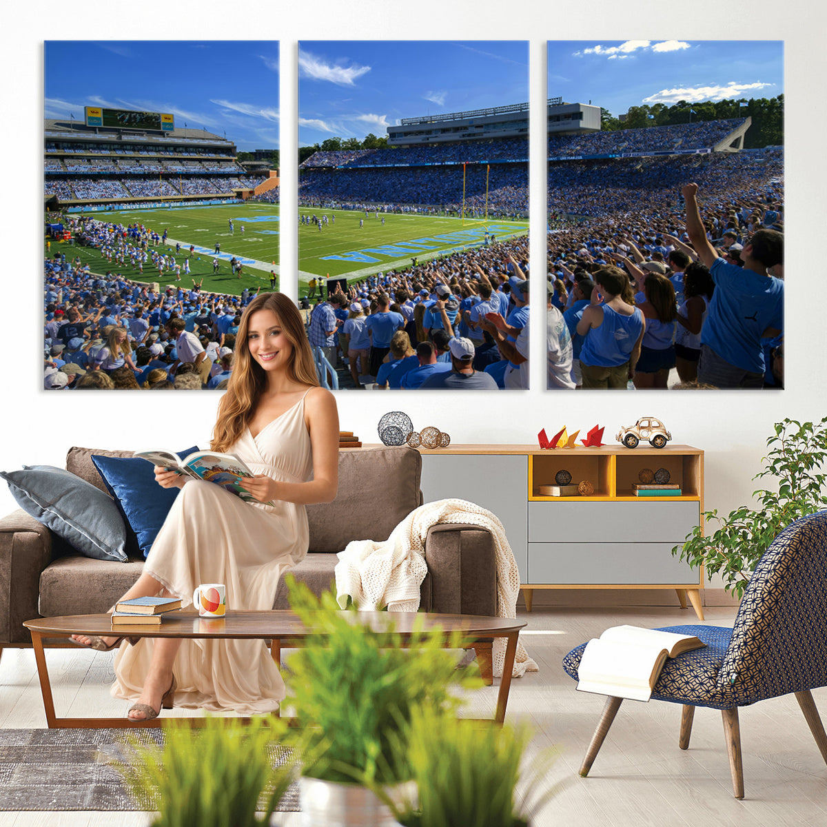 58540-MGV-CV-36X24 - University of North Carolina Tar Heels Team Canvas Print - Chapel Hill Kenan Memorial Stadium Wall