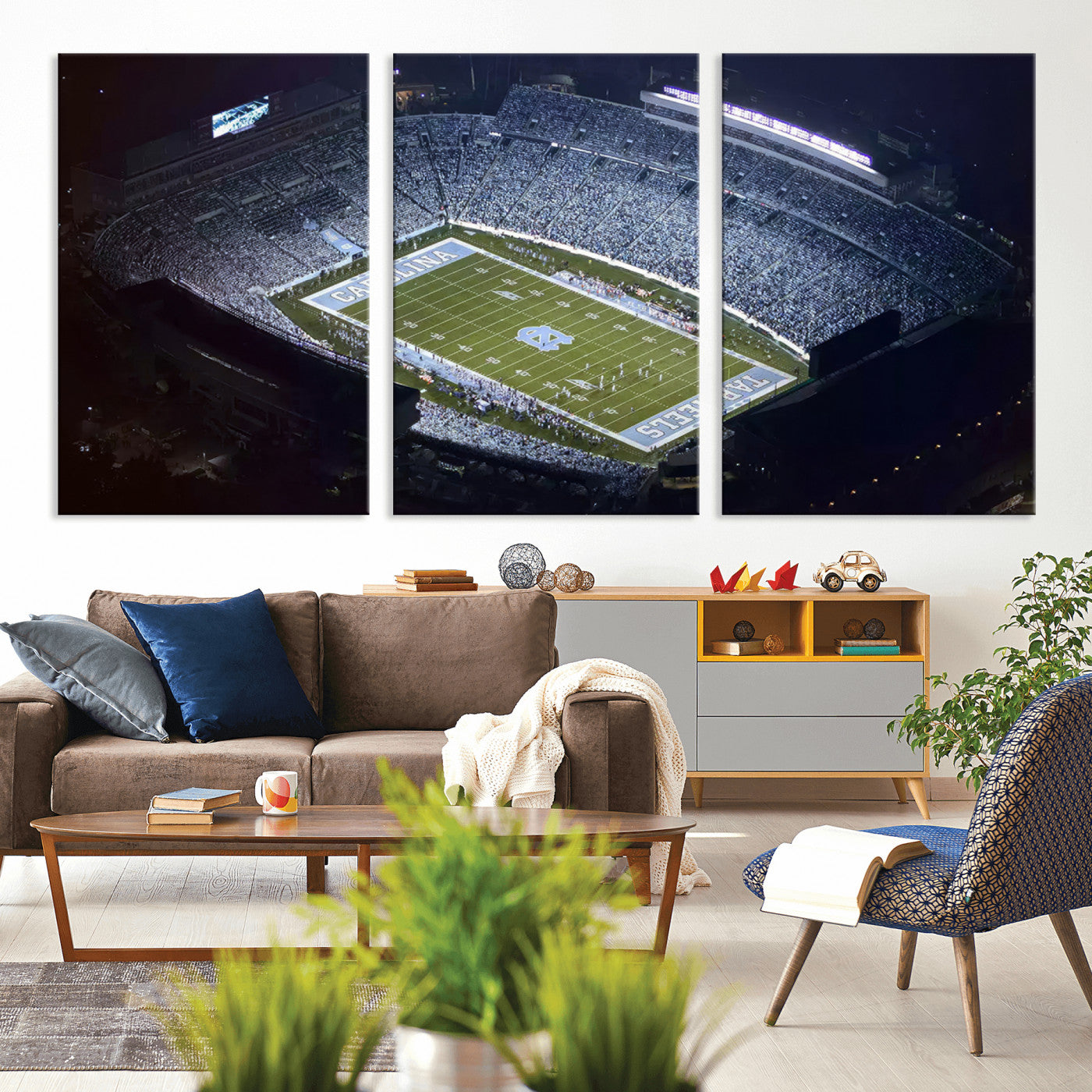 MGV-CV-60X30-3P - University of North Carolina Tar Heels Football Team Print - Chapel Hill Kenan Memorial Stadium