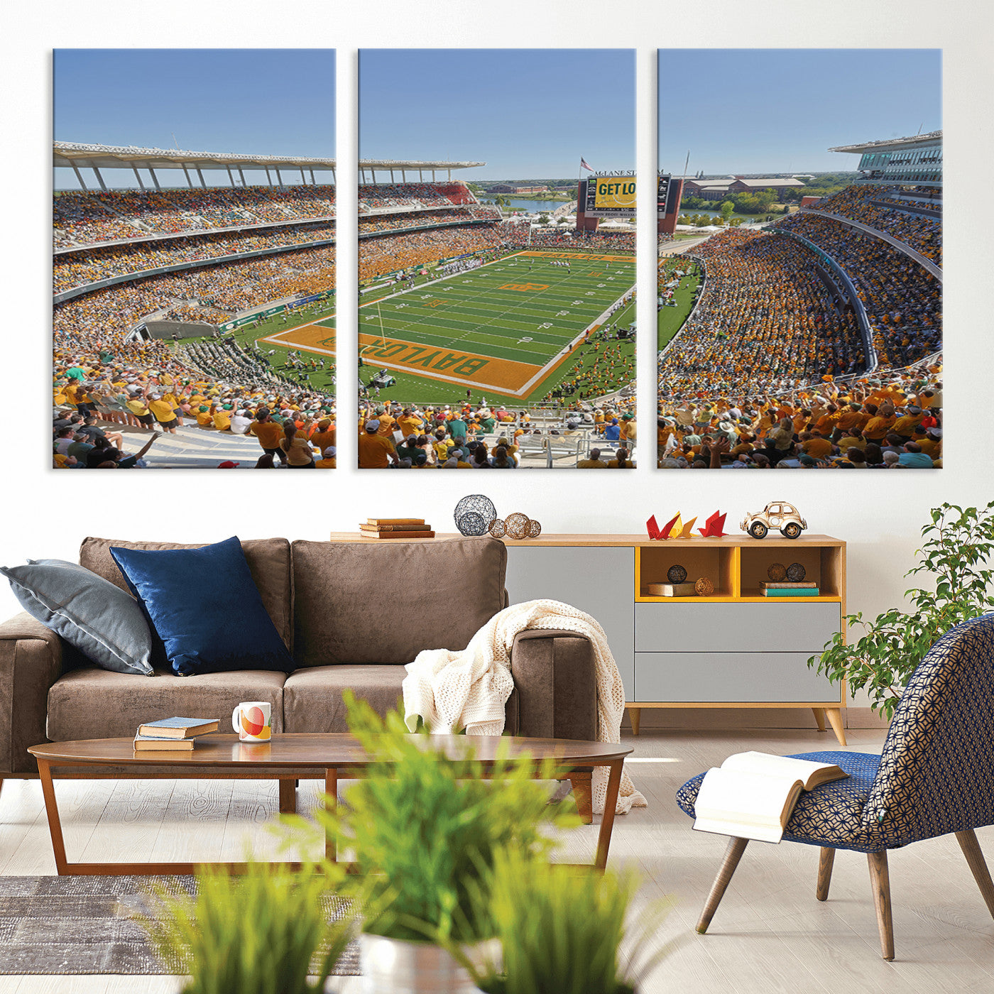 MGV-CV-60X30-3P - Baylor University Bears Football Team Print - Waco McLane Stadium Wall Art Canvas Print