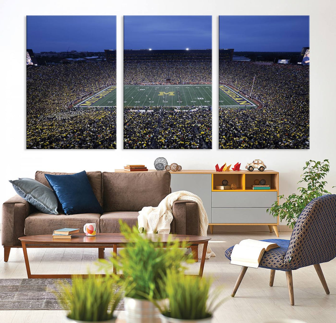 University of Michigan Wolverines Football Team Print - Ann Arbor Michigan Stadium Wall Art Canvas Print