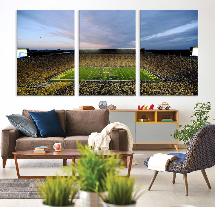 University of Michigan Wolverines Football Team Print - Ann Arbor Michigan Stadium Wall Art Canvas Print