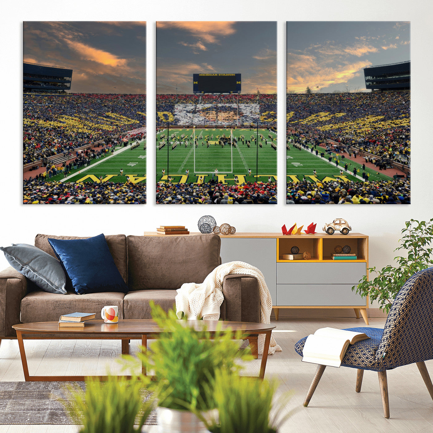 MGV-CV-60X30-3P - University of Michigan Wolverines Print Canvas, Football Team Print - Ann Arbor Michigan Stadium