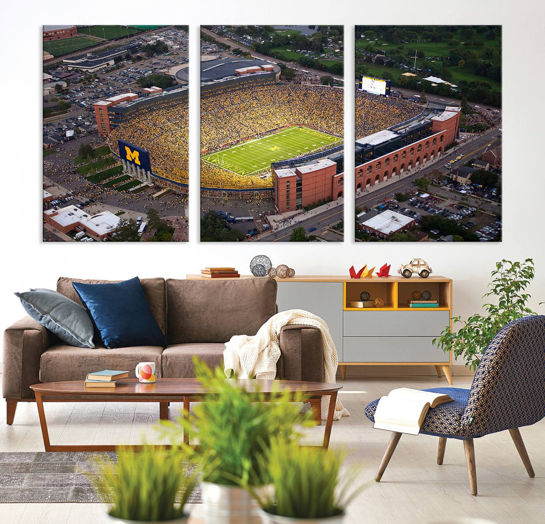 University of Michigan Wolverines Football Team Print - Ann Arbor Michigan Stadium Wall Art Canvas Print