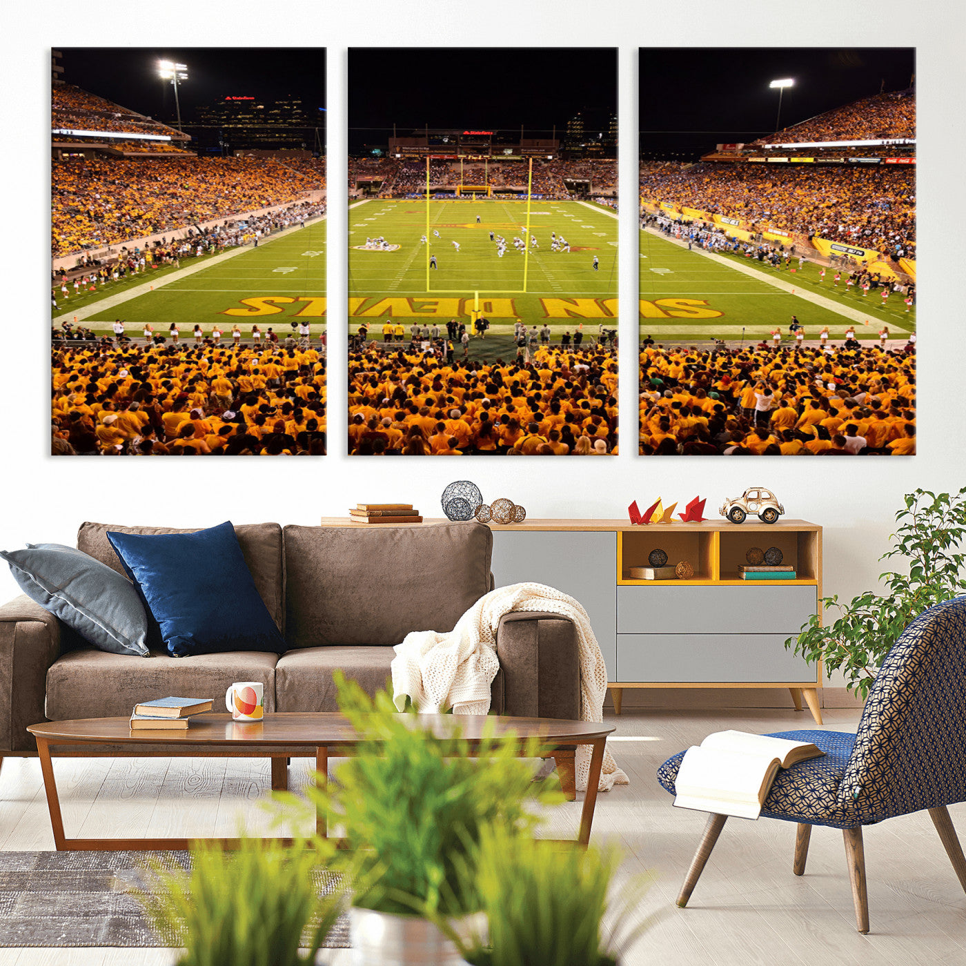 MGV-CV-60X30-3P - ASU Sun Devils Football Team Print - Phoenix Mountain America Stadium Wall Art Canvas Print