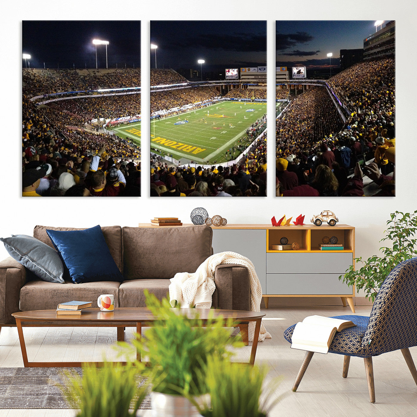 MGV-CV-60X30-3P - ASU Sun Devils Football Team Print Canvas - Phoenix Mountain America Stadium Wall Art Canvas Print