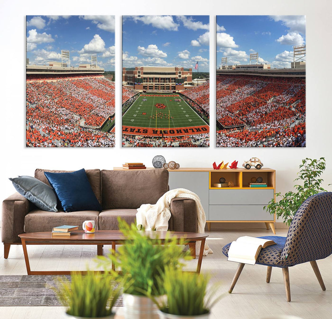 Oklahoma State Cowboys Football Team Print - Stillwater Boone Pickens Stadium Wall Art Canvas Print