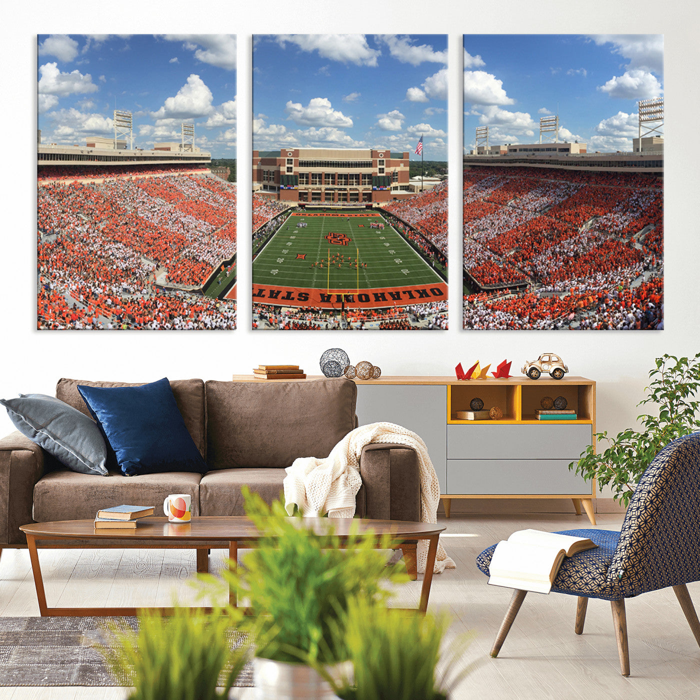 MGV-CV-60X30-3P - Oklahoma State Cowboys Football Team Print - Stillwater Boone Pickens Stadium Wall Art Canvas Print