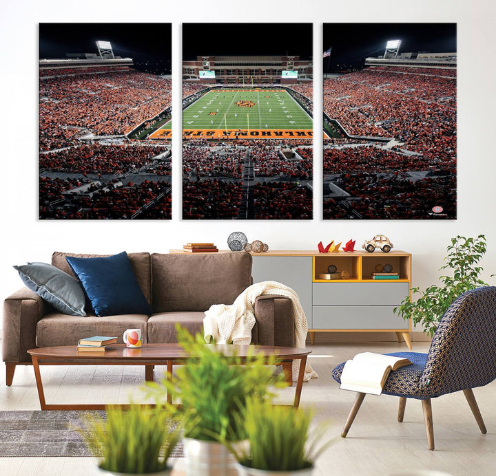 Oklahoma State Cowboys Football Team Print - Stillwater Boone Pickens Stadium Wall Art Canvas Print