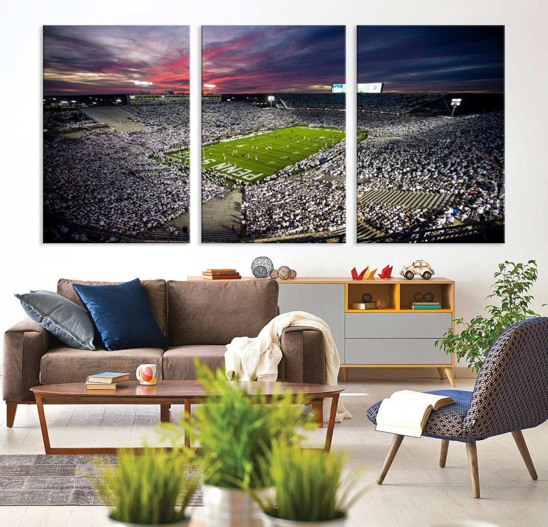 Penn State Nittany Lions Football Team Print - University Park Beaver Stadium Wall Art Canvas Print