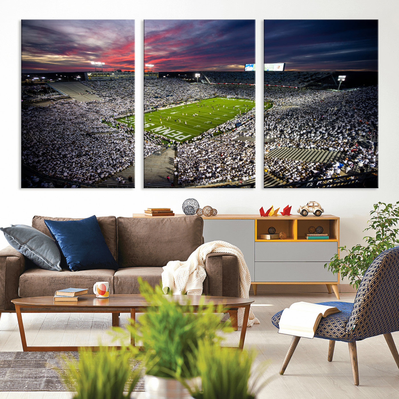 MGV-CV-60X30-3P - Penn State Nittany Lions Football Team Print - University Park Beaver Stadium Art Canvas Print