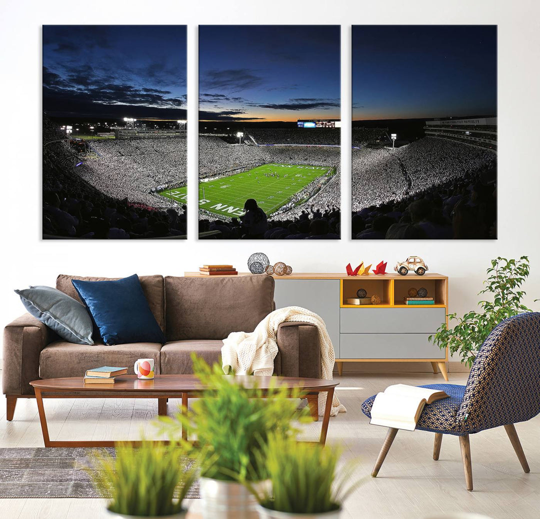 Penn State Nittany Lions Football Team Print - University Park Beaver Stadium Wall Art Canvas Print