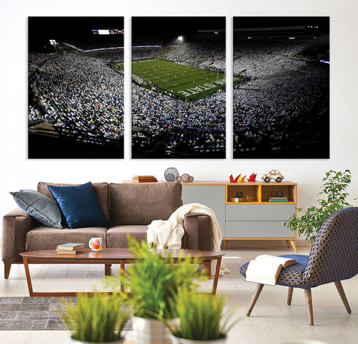 Penn State Nittany Lions Football Team Print - University Park Beaver Stadium Wall Art Canvas Print