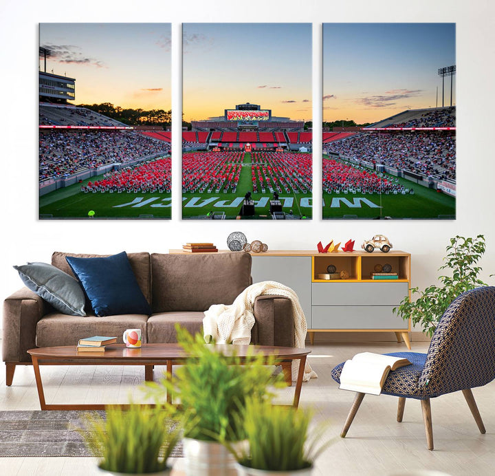 NC State Wolfpack Football Team Print - Raleigh Carter-Finley Stadium Wall Art Canvas Print