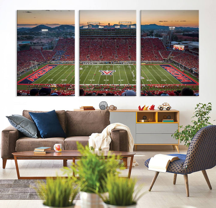 Arizona Wildcats Football Team Print - Tucson Arizona Stadium Wall Art Canvas Print