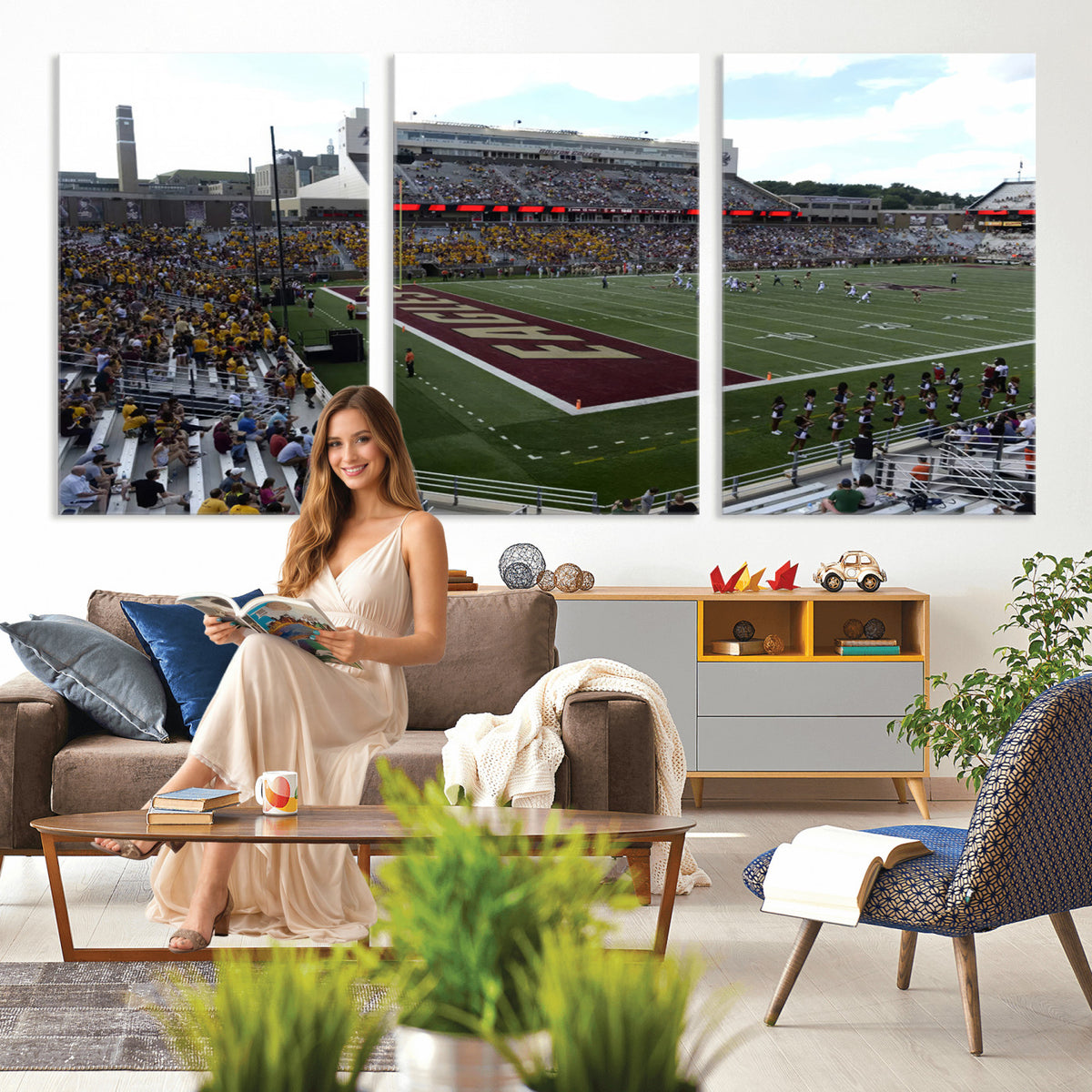 61503-MGV-CV-36X24 - Boston College Eagles Football Team Print - Boston Alumni Stadium Wall Art Canvas Print