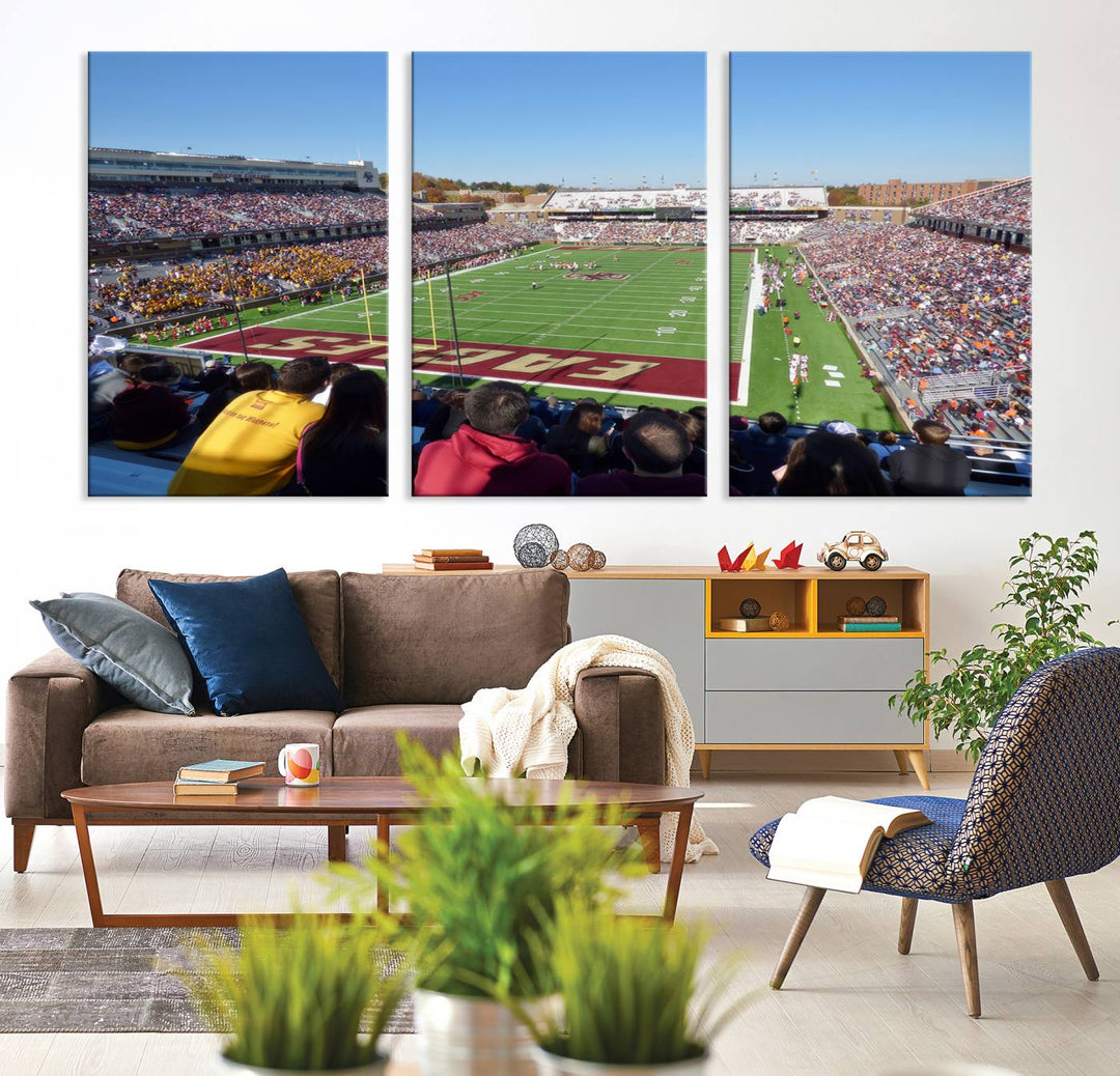 Boston College Eagles Football Team Print - Boston Alumni Stadium Wall Art Canvas Print