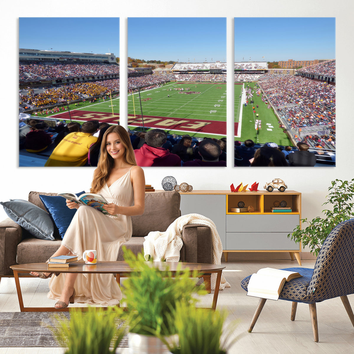 78117-MGV-CV-36X24 - Boston College Eagles Football Team Print - Boston Alumni Stadium Wall Art Canvas Print